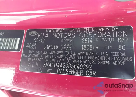 2013 Kia Forte Ex from USA, damaged, VIN KNAFU4A20D5649292